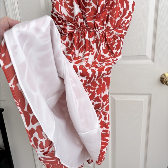 NWOT ALRED ANGELO SPAGHETTI STRAP CORAL & WHITE KNEE LENGTH DRESSY DRESS. SZ 16 - Picture 6 of 10